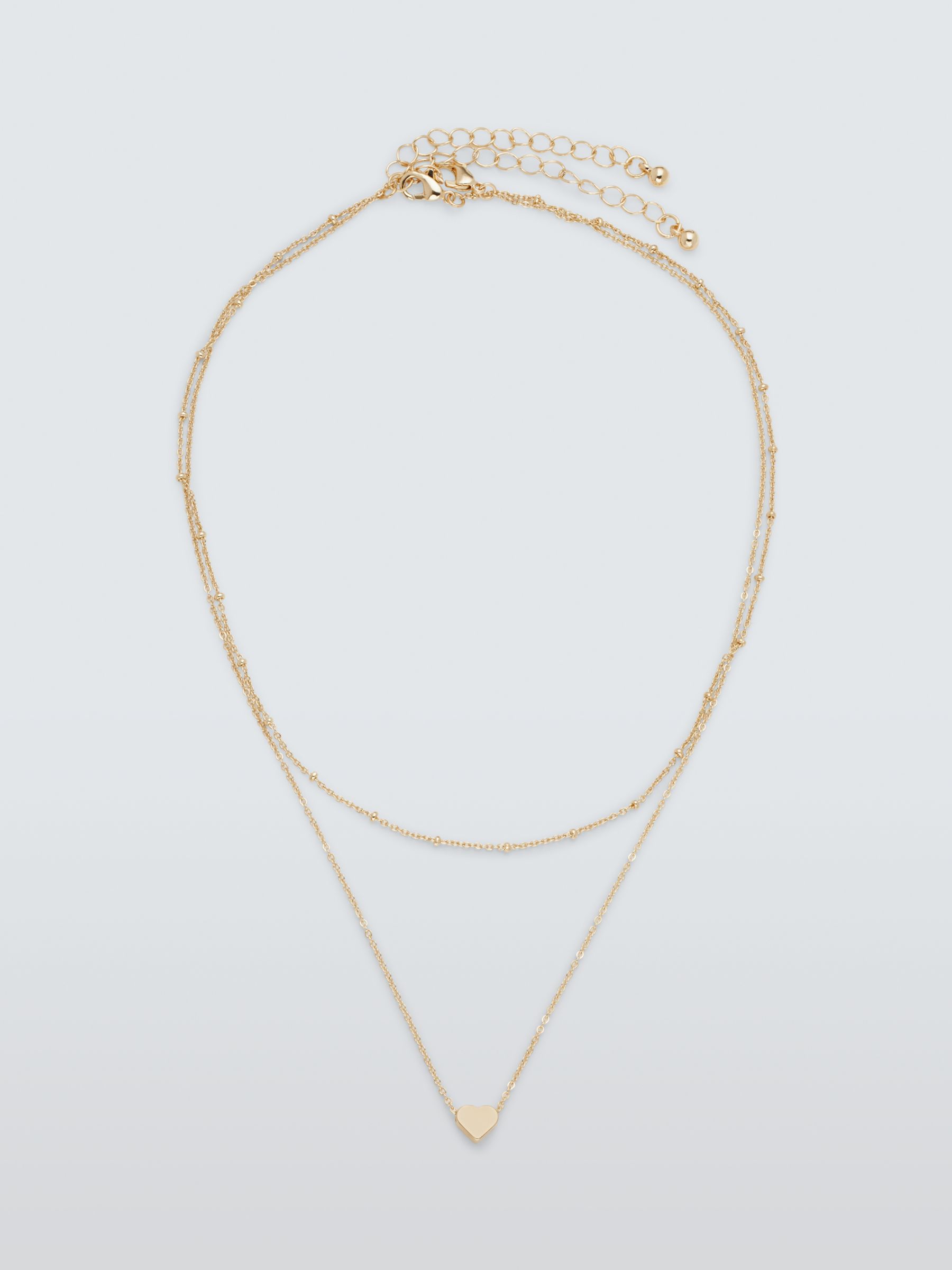 John Lewis Heart Layered Chain Necklace, Pack of 2, Gold