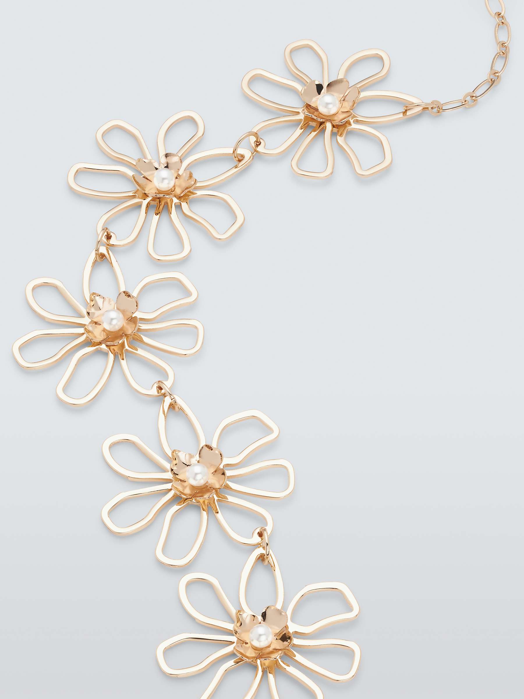 Buy John Lewis Multi Flower Faux Pearl Statement Necklace, Gold Online at johnlewis.com