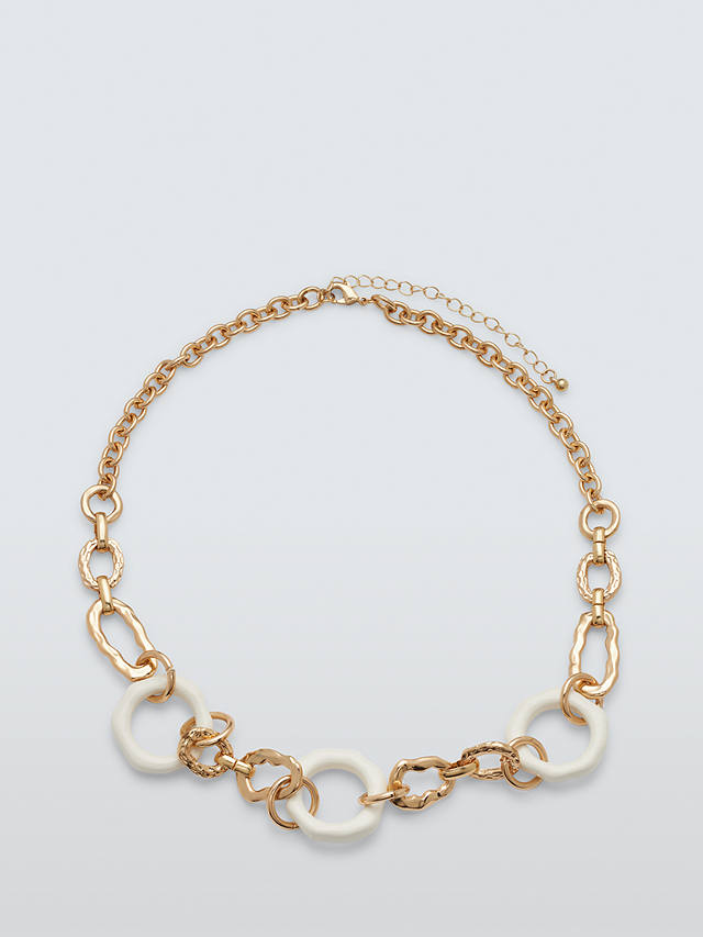 John Lewis Irregular Circle Statement Necklace, Gold/White