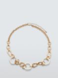 John Lewis Irregular Circle Statement Necklace, Gold/White