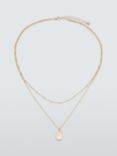 John Lewis Oval Pendant Layered Necklace, Gold/Natural
