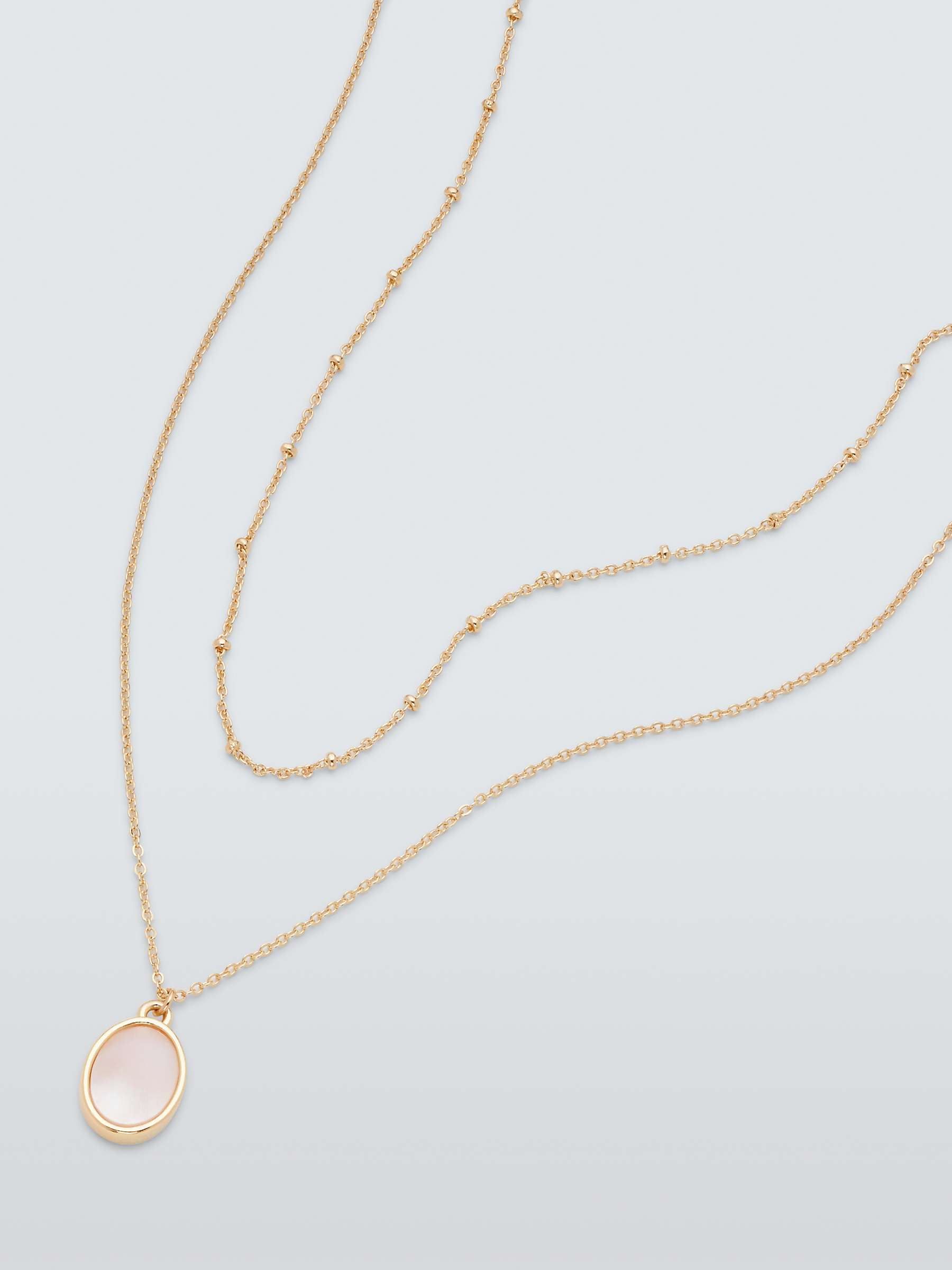 Buy John Lewis Oval Pendant Layered Necklace, Gold/Natural Online at johnlewis.com