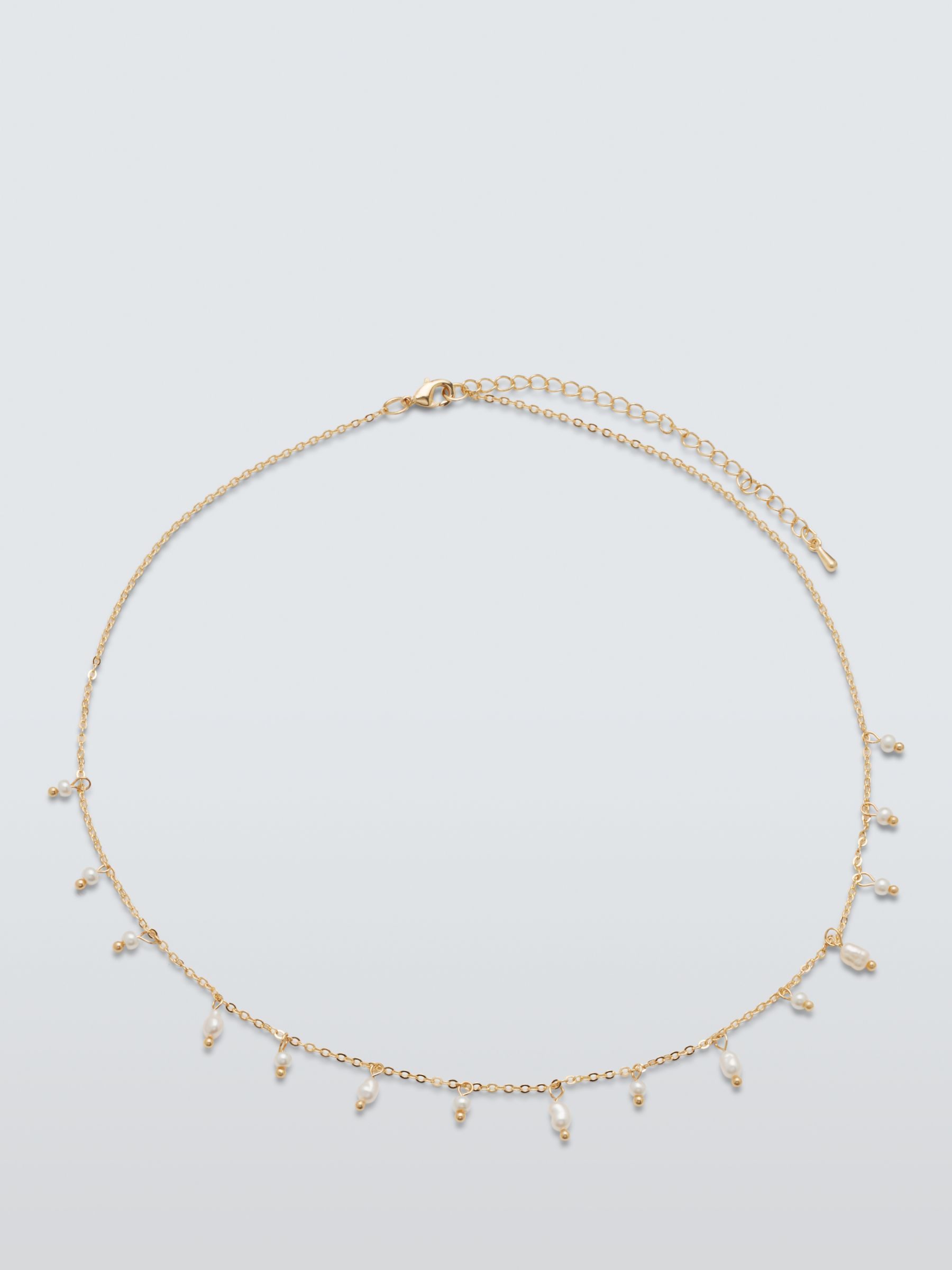 John Lewis Dainty Pearl Drop Necklace, Gold at John Lewis & Partners