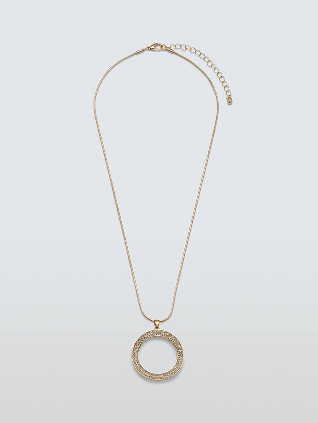 John Lewis Diamante Irregular Circle Pendant Necklace, Gold