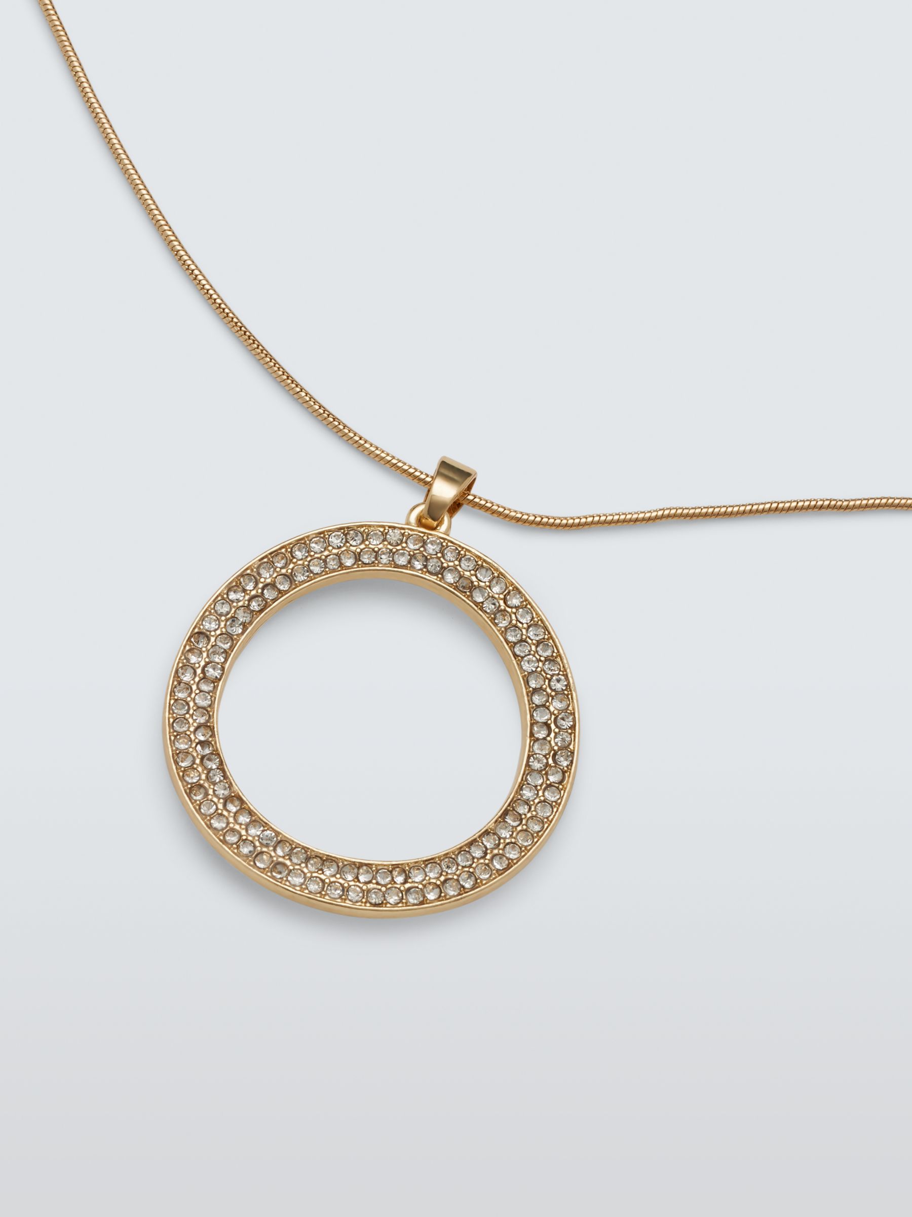 Buy John Lewis Diamante Irregular Circle Pendant Necklace, Gold Online at johnlewis.com