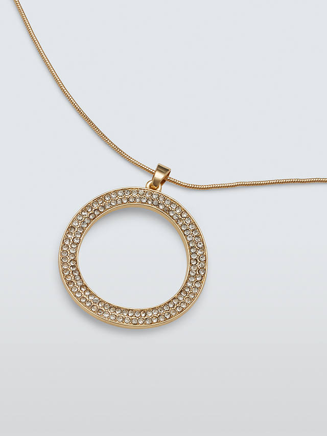 John Lewis Diamante Irregular Circle Pendant Necklace, Gold