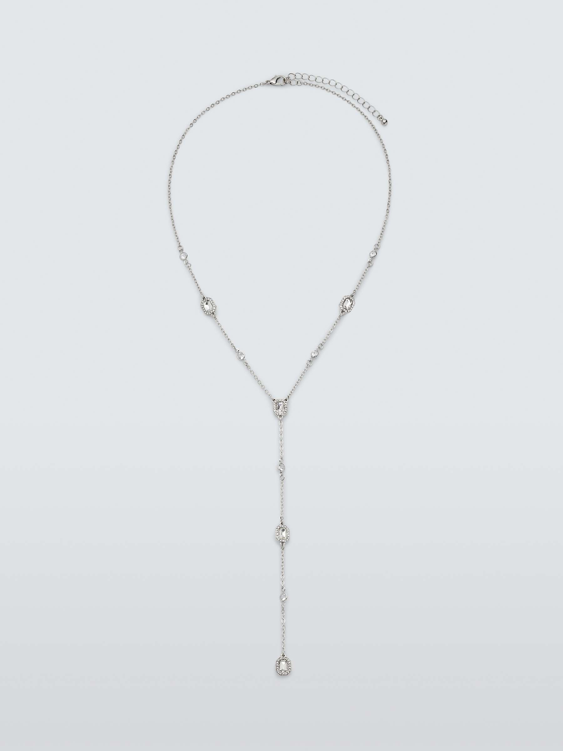 Buy John Lewis Floating Crystal Y Shaped Necklace, Silver Online at johnlewis.com