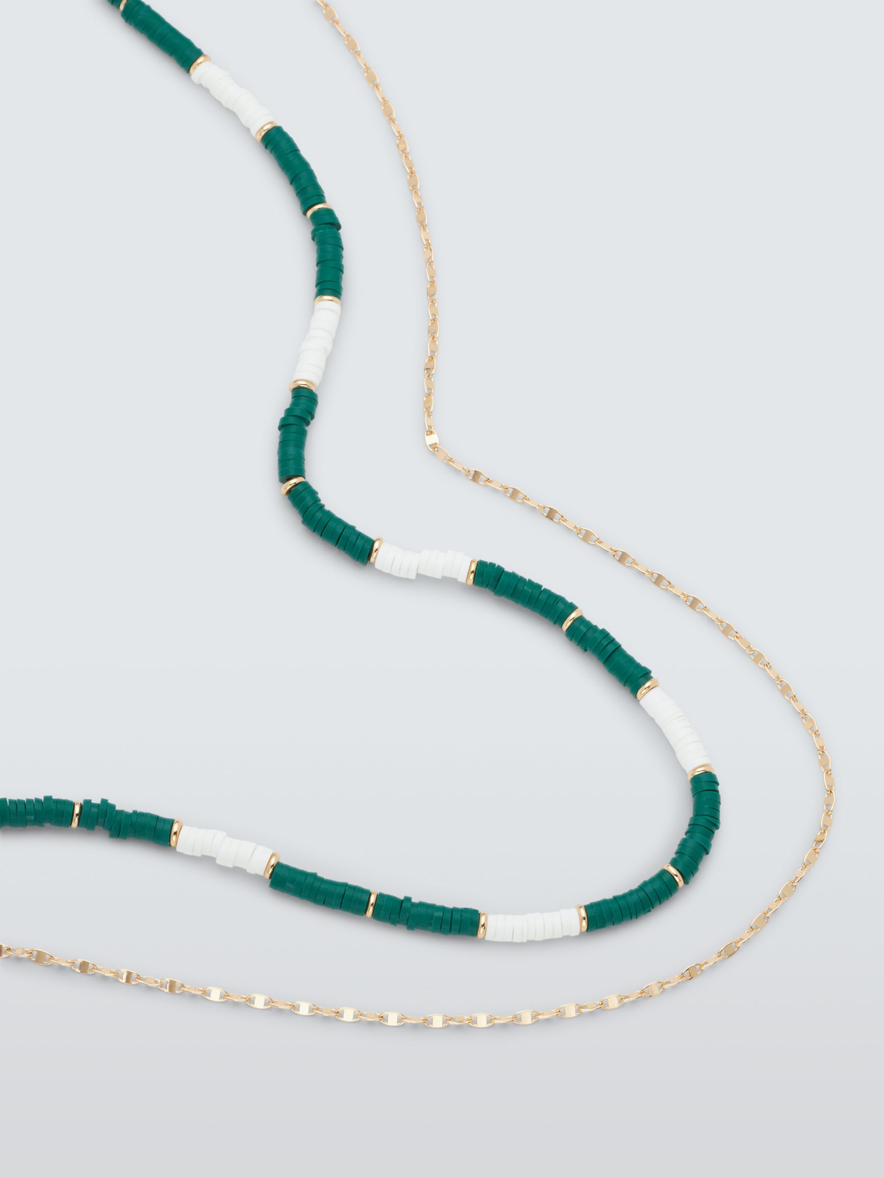 Buy John Lewis Multi Disc Necklace, Pack of 2, Green/White Online at johnlewis.com