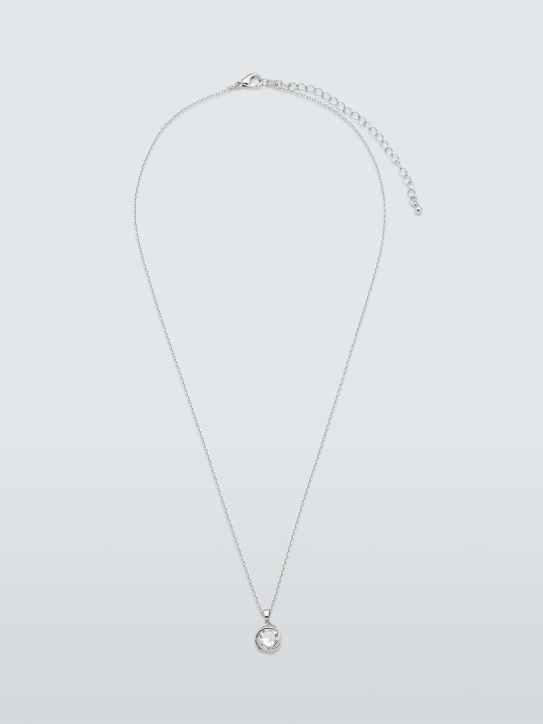 Buy John Lewis Twisted Cubic Zirconia Pendant Necklace, Silver Online at johnlewis.com