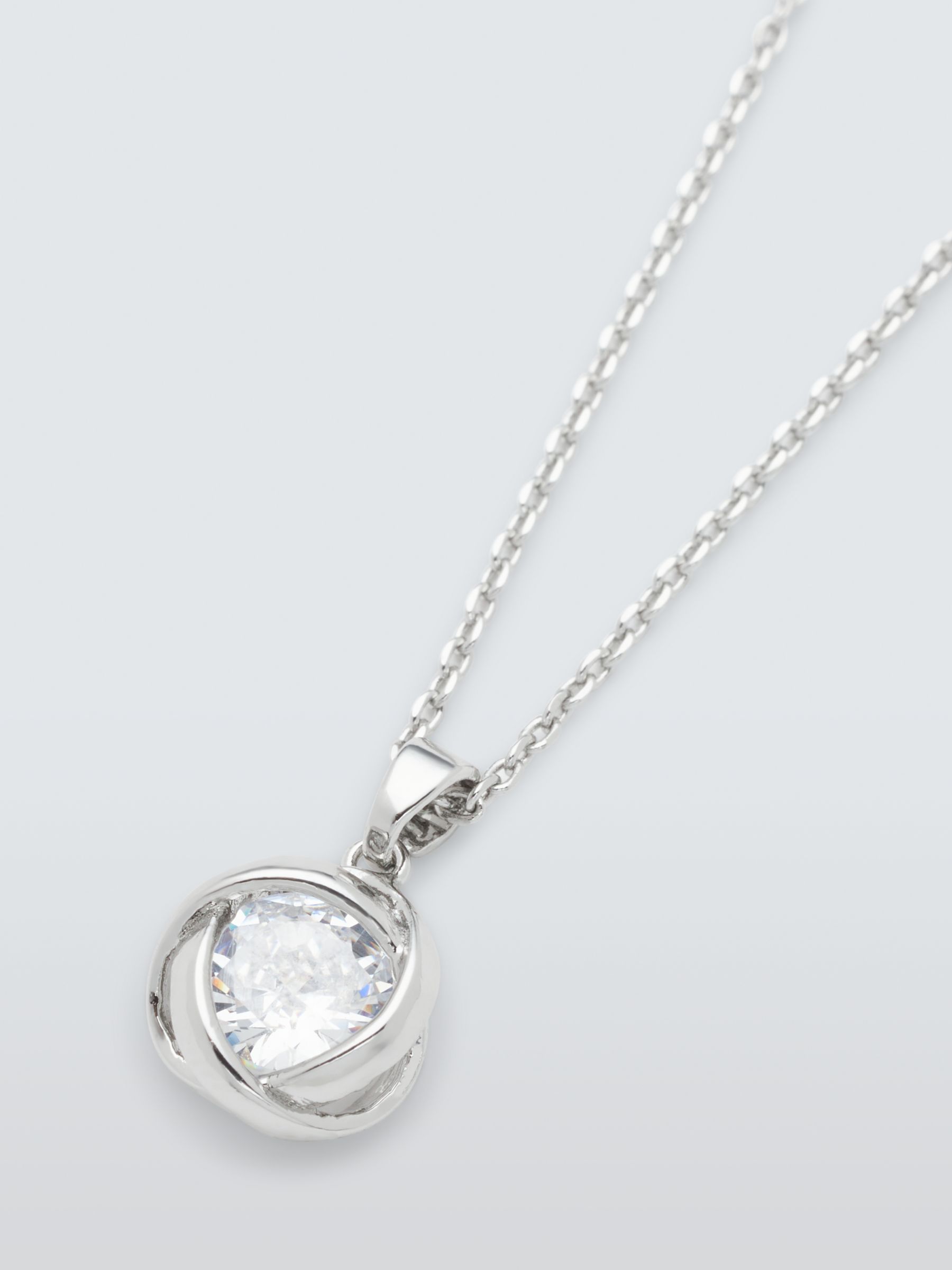 Buy John Lewis Twisted Cubic Zirconia Pendant Necklace, Silver Online at johnlewis.com