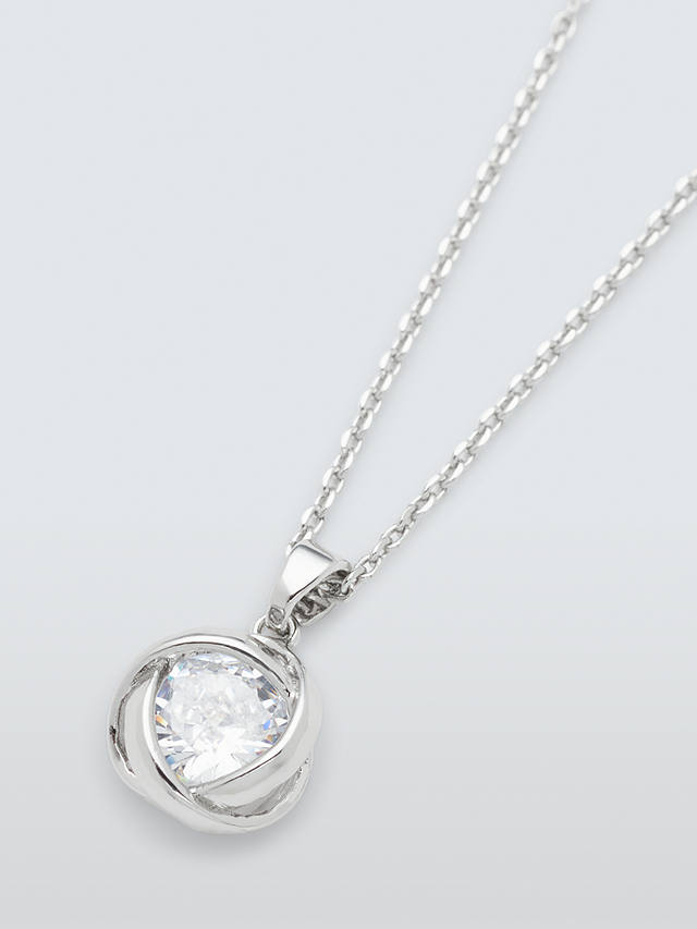 John Lewis Twisted Cubic Zirconia Pendant Necklace, Silver
