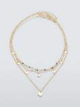 John Lewis Bead and Disc Layered Necklace, Gold/Blue