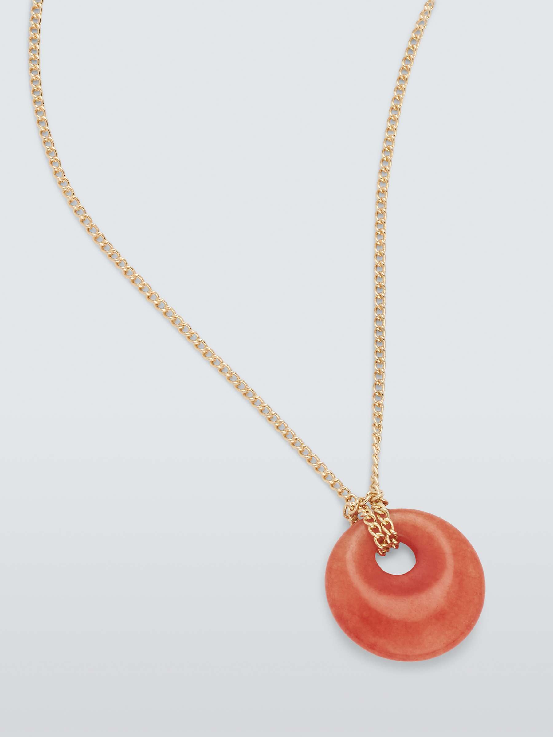 Buy John Lewis Round Agate Pendant Necklace, Gold/Orange Online at johnlewis.com