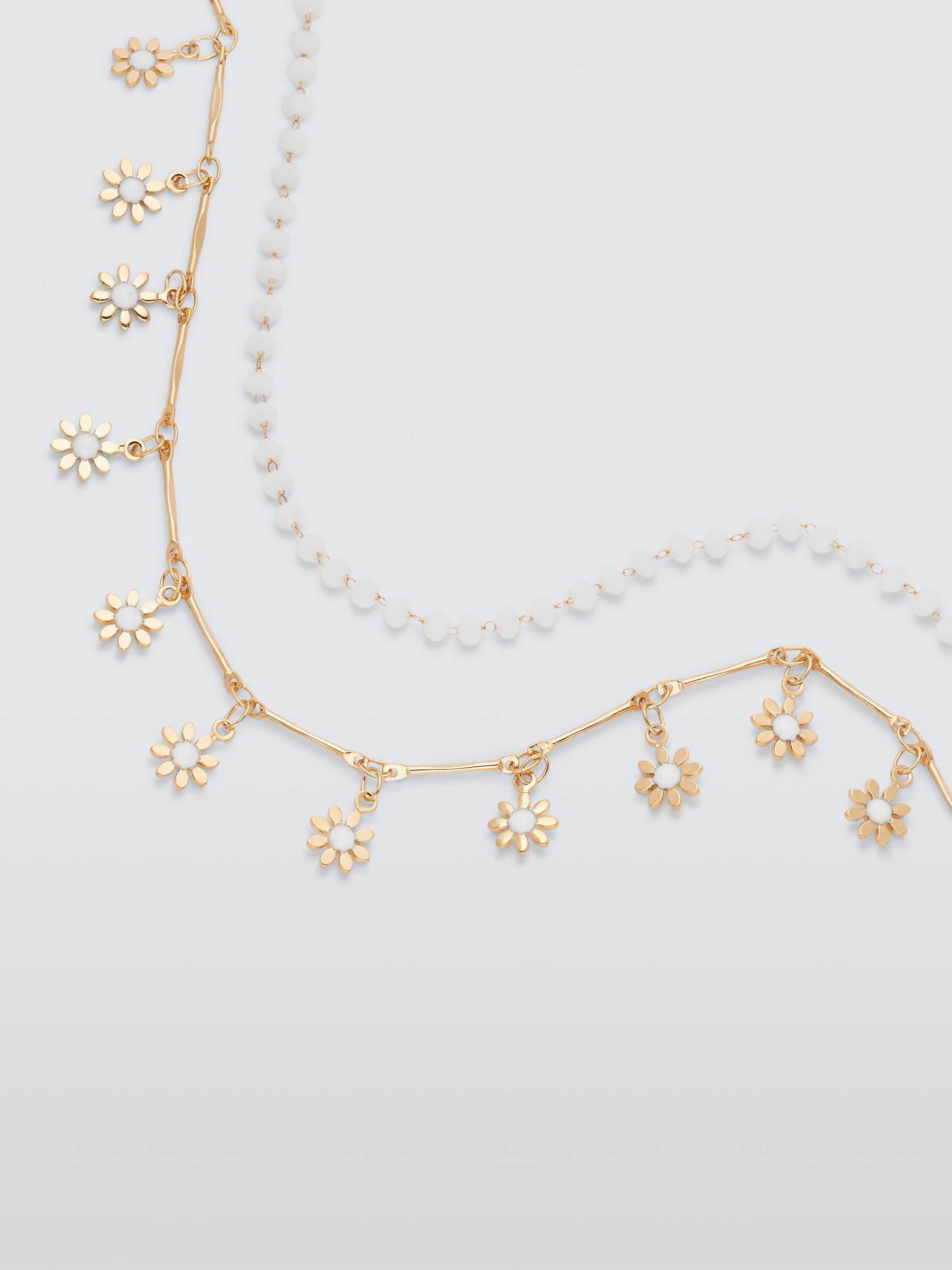 Buy John Lewis Daisy Drop Beaded Necklace, Pack of 2, Gold Online at johnlewis.com