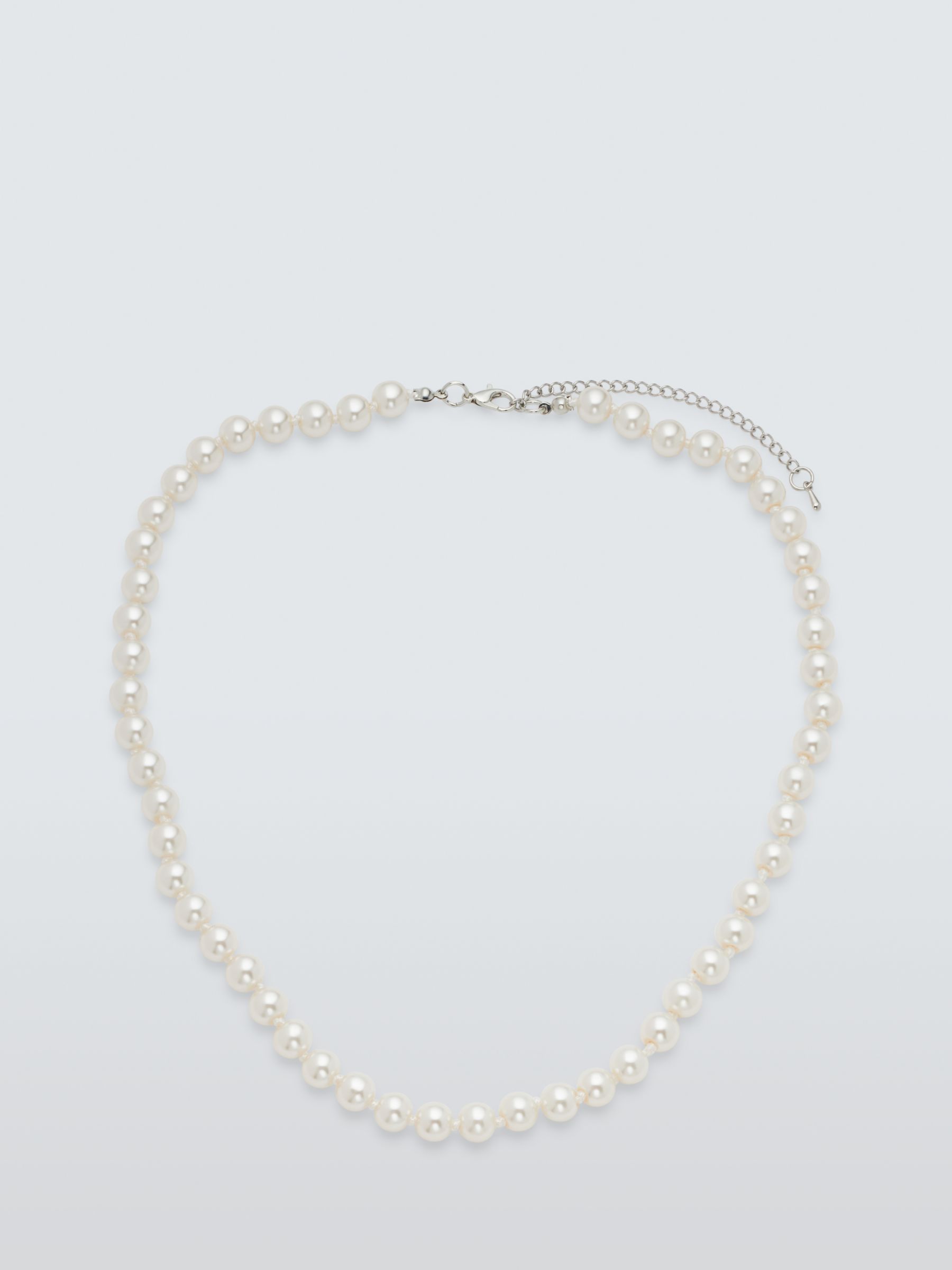 John Lewis Double Row Faux Pearl Necklace, Cream at John Lewis & Partners
