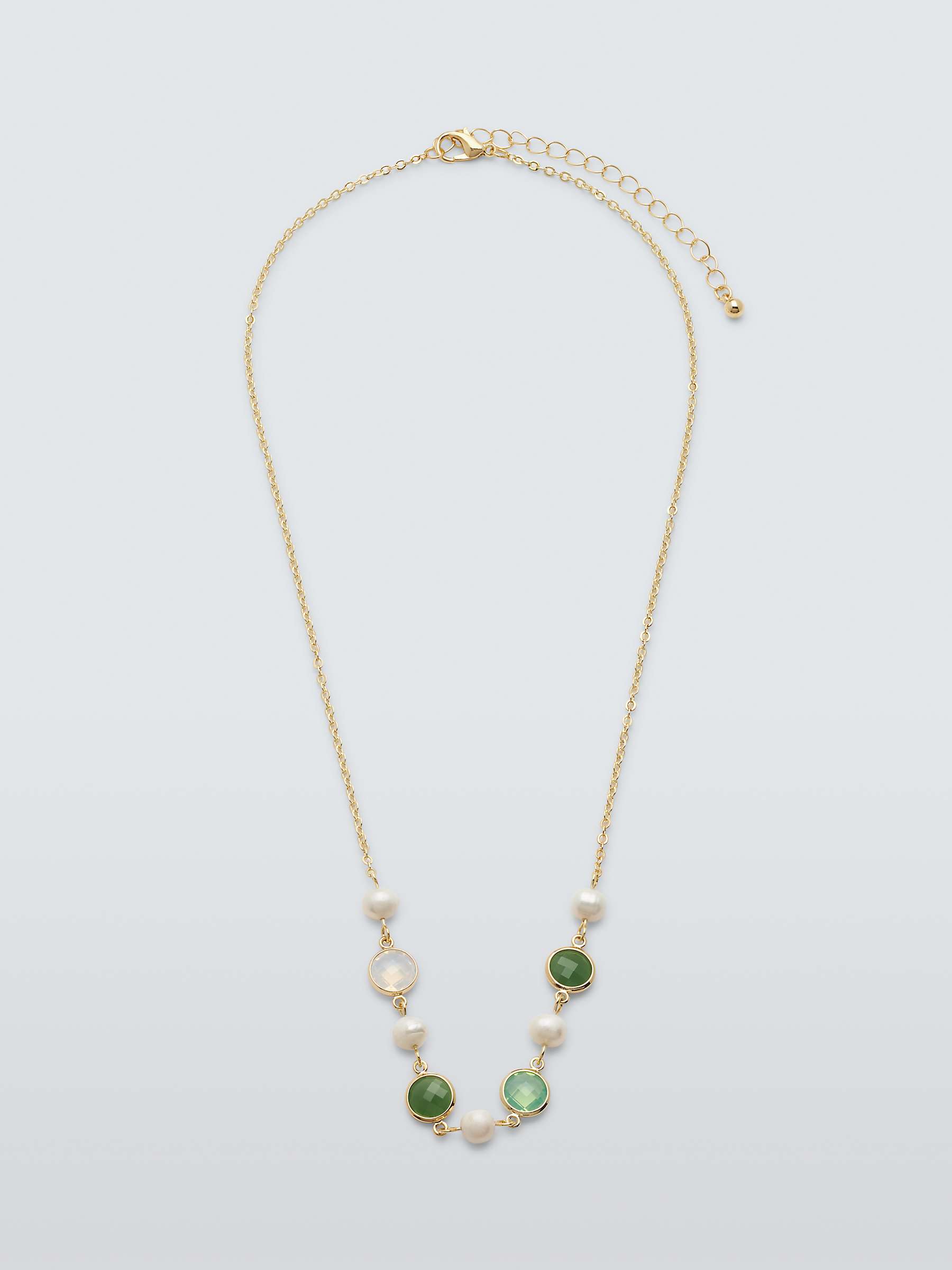 Buy John Lewis Freshwater Pearl & Beaded Collar Necklace, Green/Gold Online at johnlewis.com