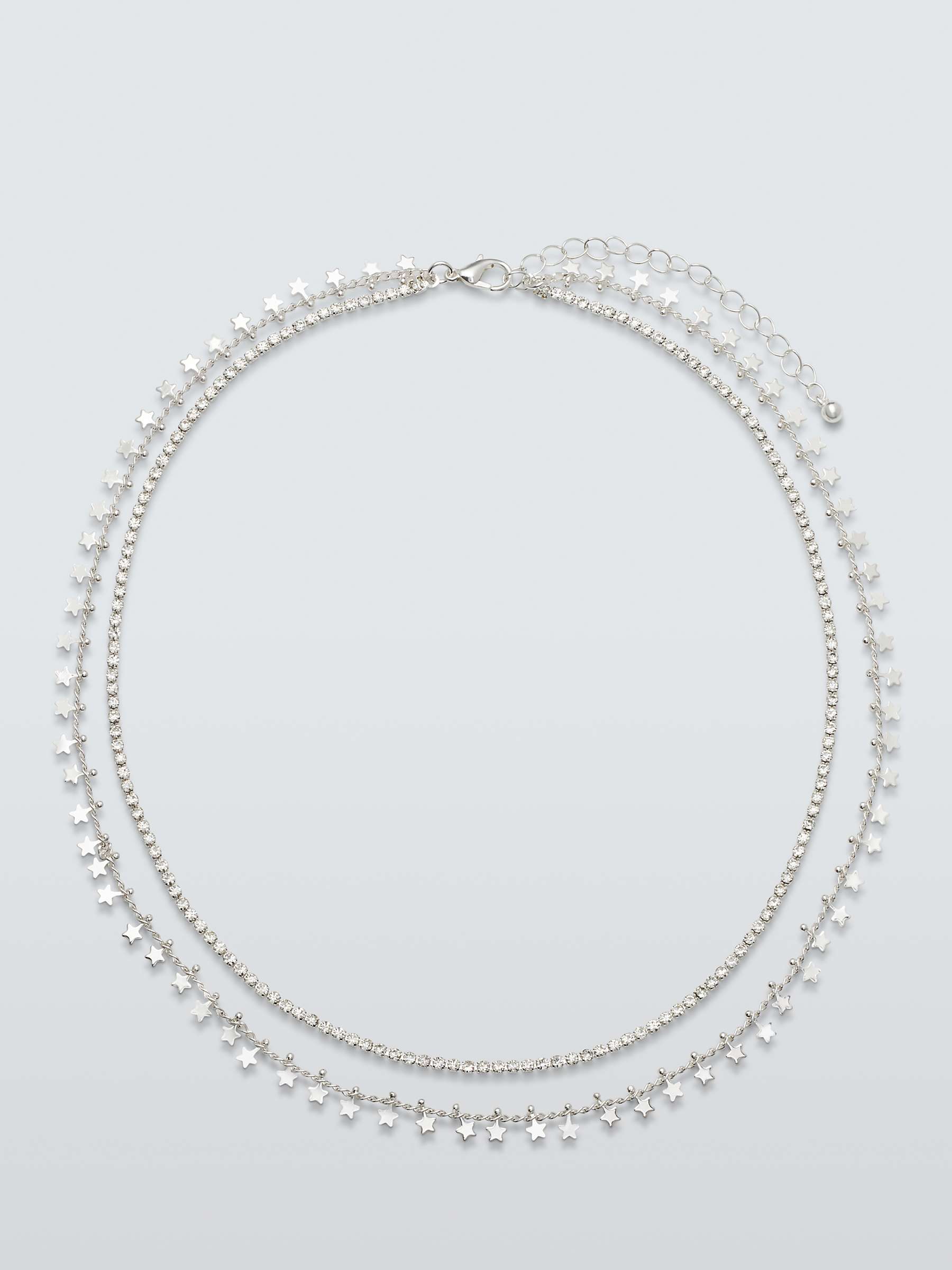Buy John Lewis Star & Diamante Layered Necklace, Silver Online at johnlewis.com