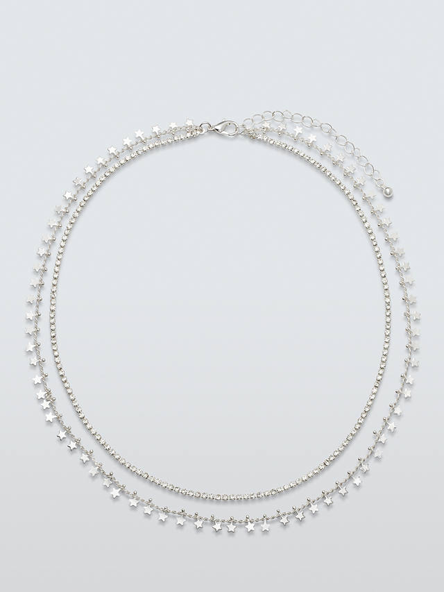 John Lewis Star & Diamante Layered Necklace, Silver