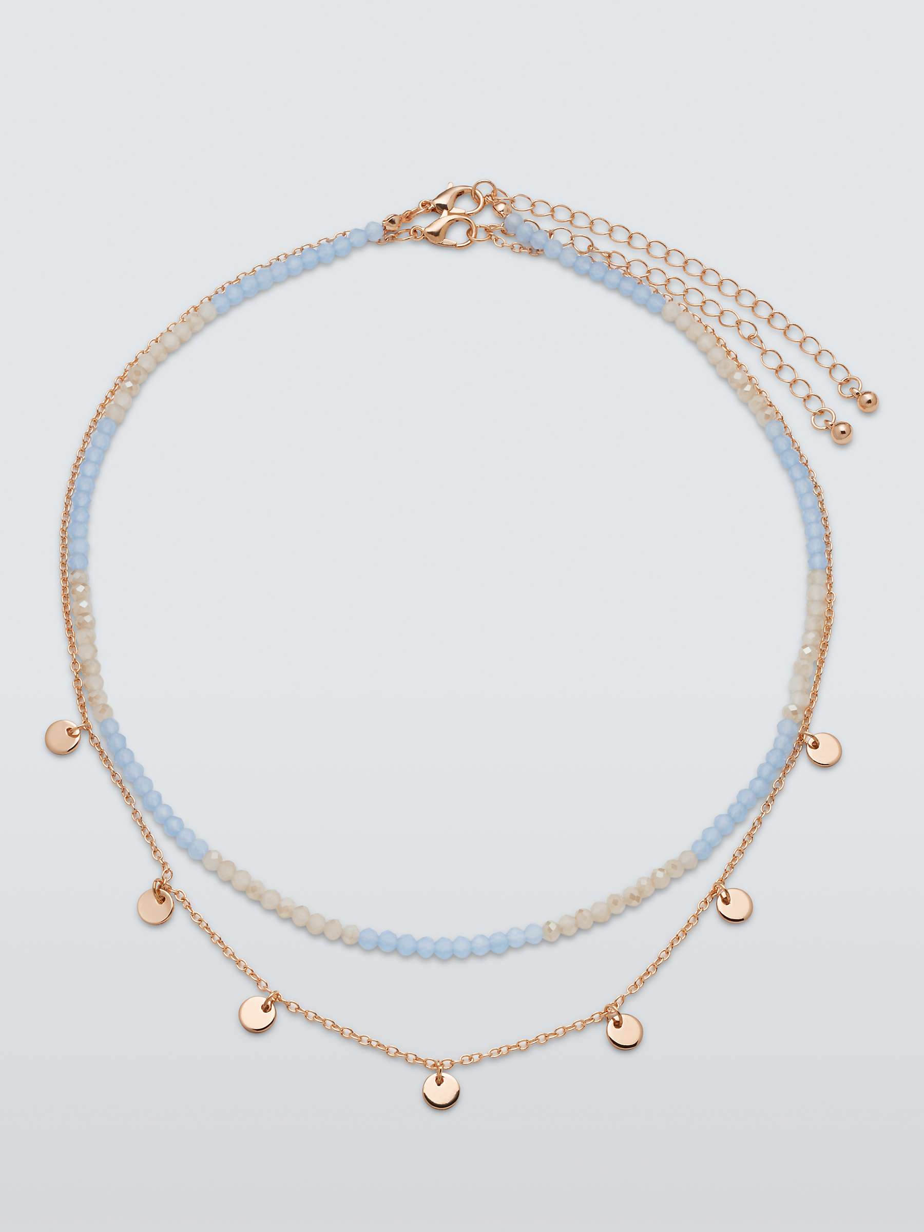 Buy John Lewis Mini Disc & Facet Bead Layered Necklace, Gold/Blue Online at johnlewis.com