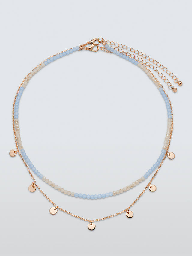 John Lewis Mini Disc & Facet Bead Layered Necklace, Gold/Blue