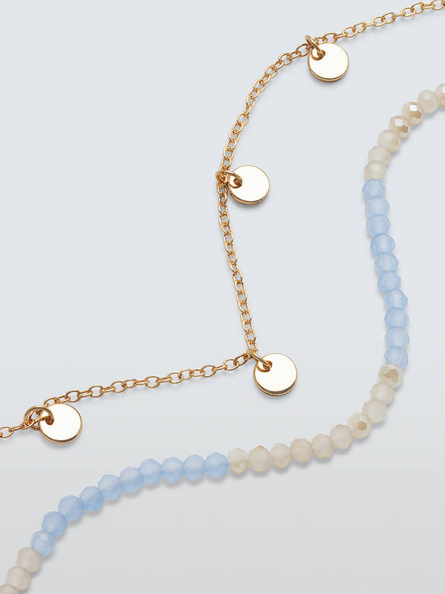 John Lewis Mini Disc & Facet Bead Layered Necklace, Gold/Blue