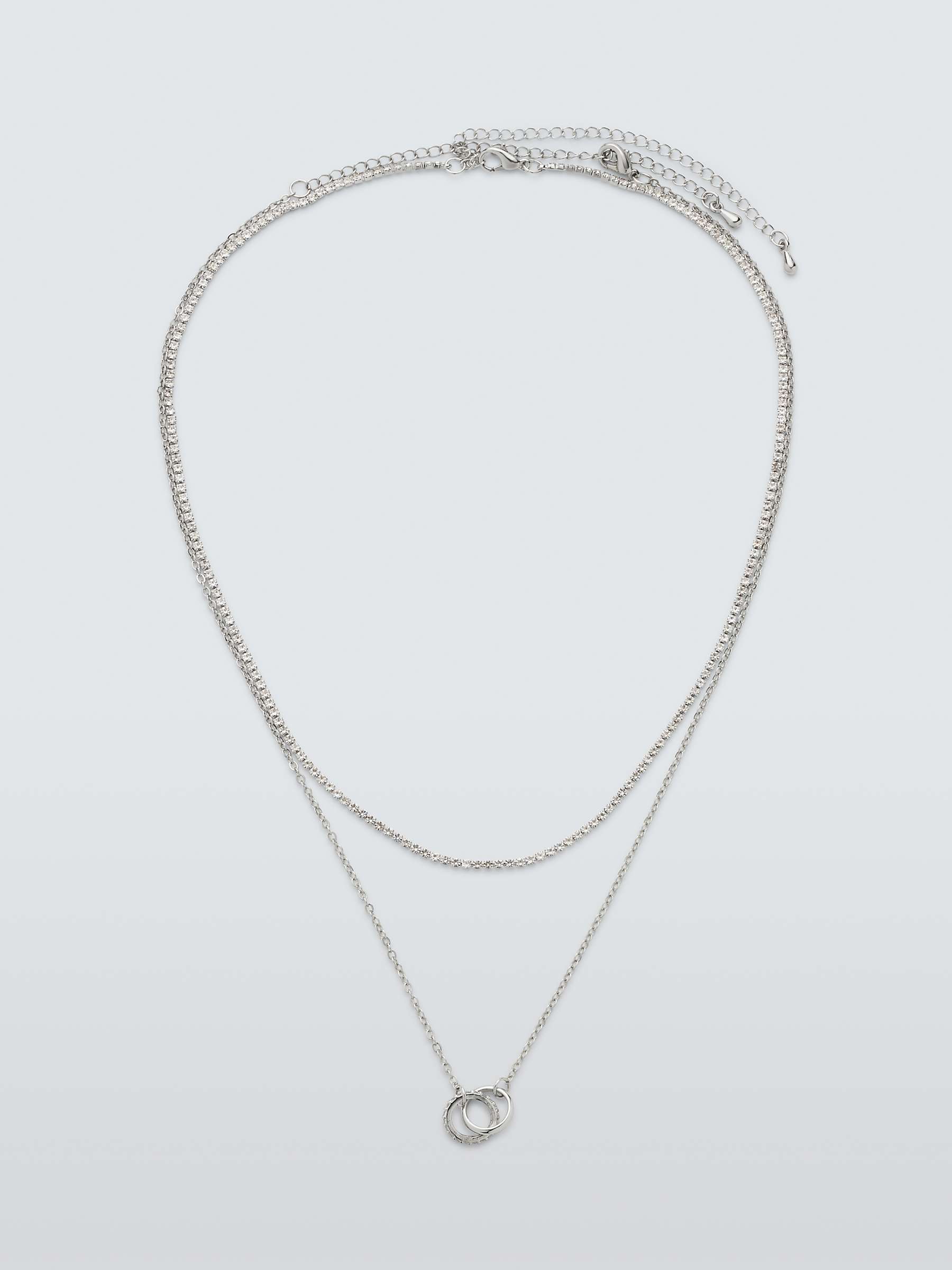 Buy John Lewis Layered Cubic Zirconia Rings Necklace, Silver Online at johnlewis.com
