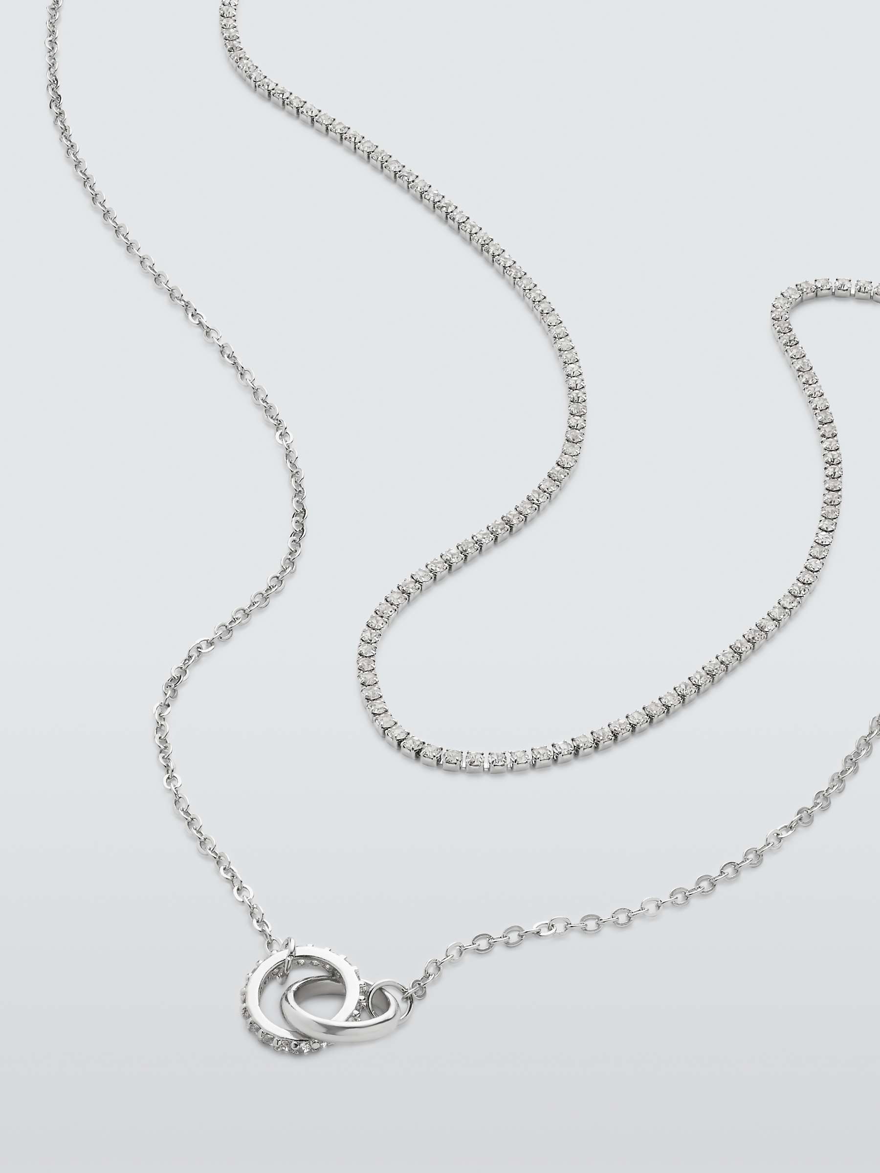 Buy John Lewis Layered Cubic Zirconia Rings Necklace, Silver Online at johnlewis.com
