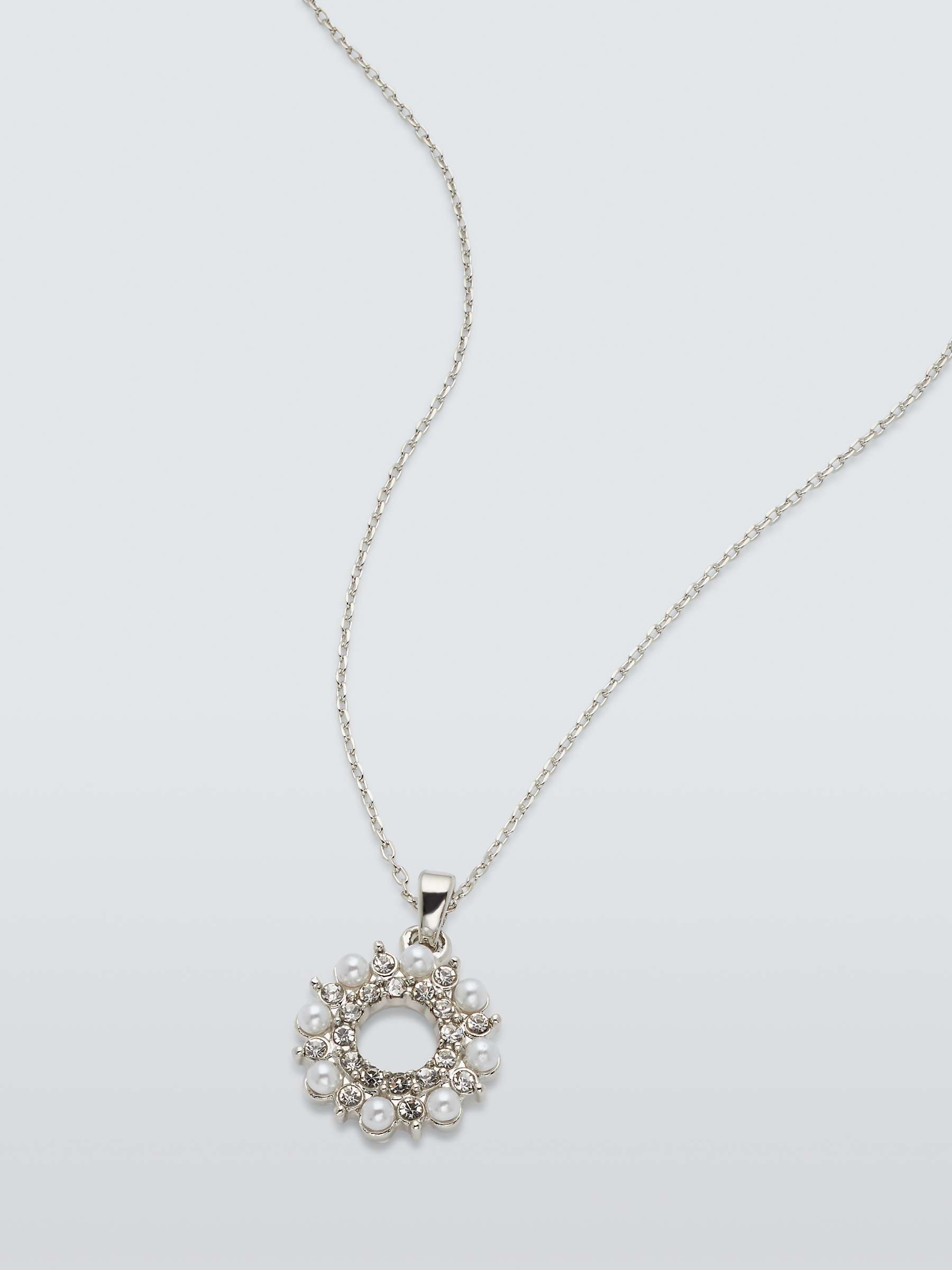 Buy John Lewis Faux Pearl and Crystal Circle Pendant Necklace, Silver Online at johnlewis.com