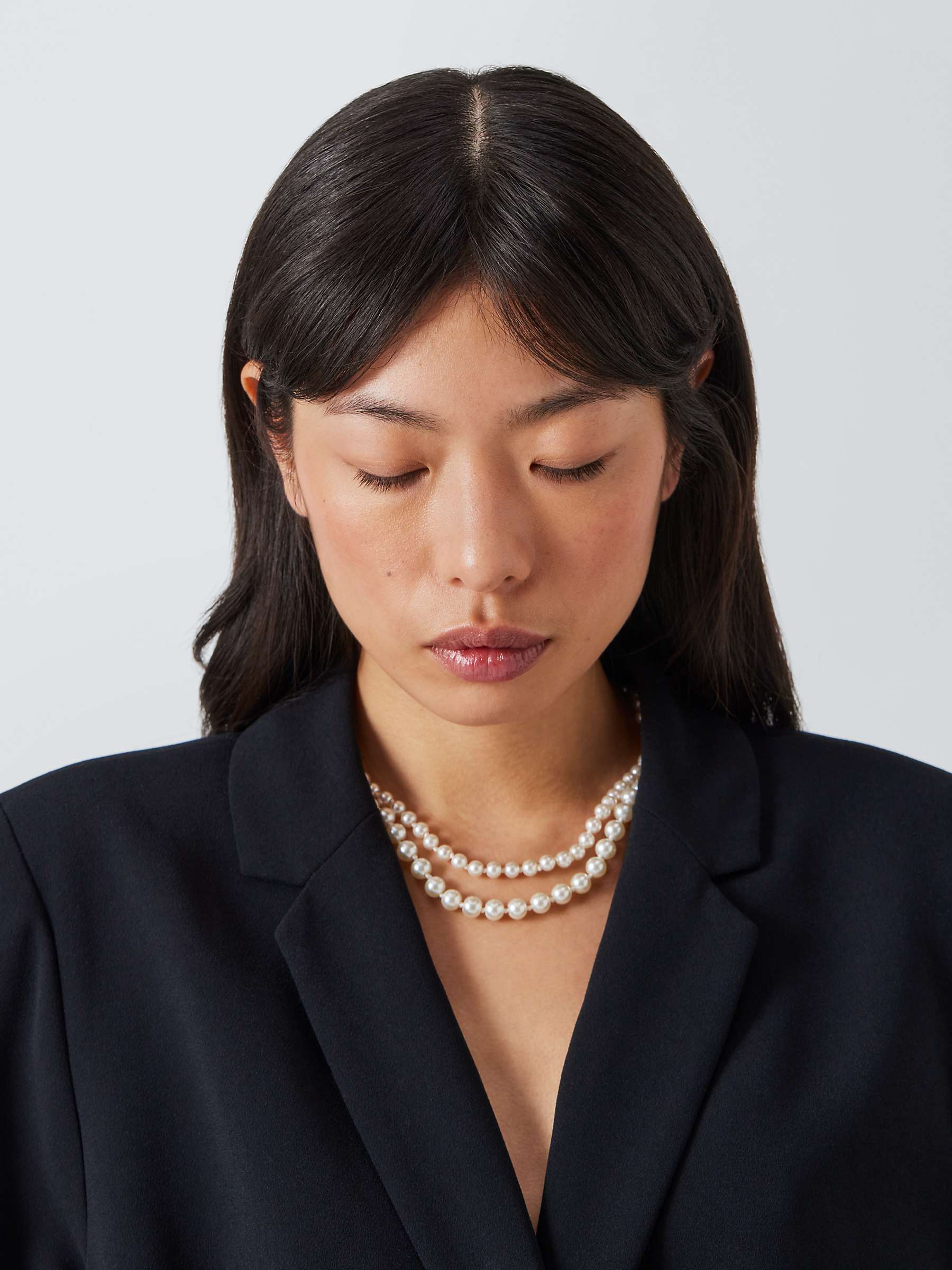 Buy John Lewis Faux Pearl Layered Necklace, Cream Online at johnlewis.com