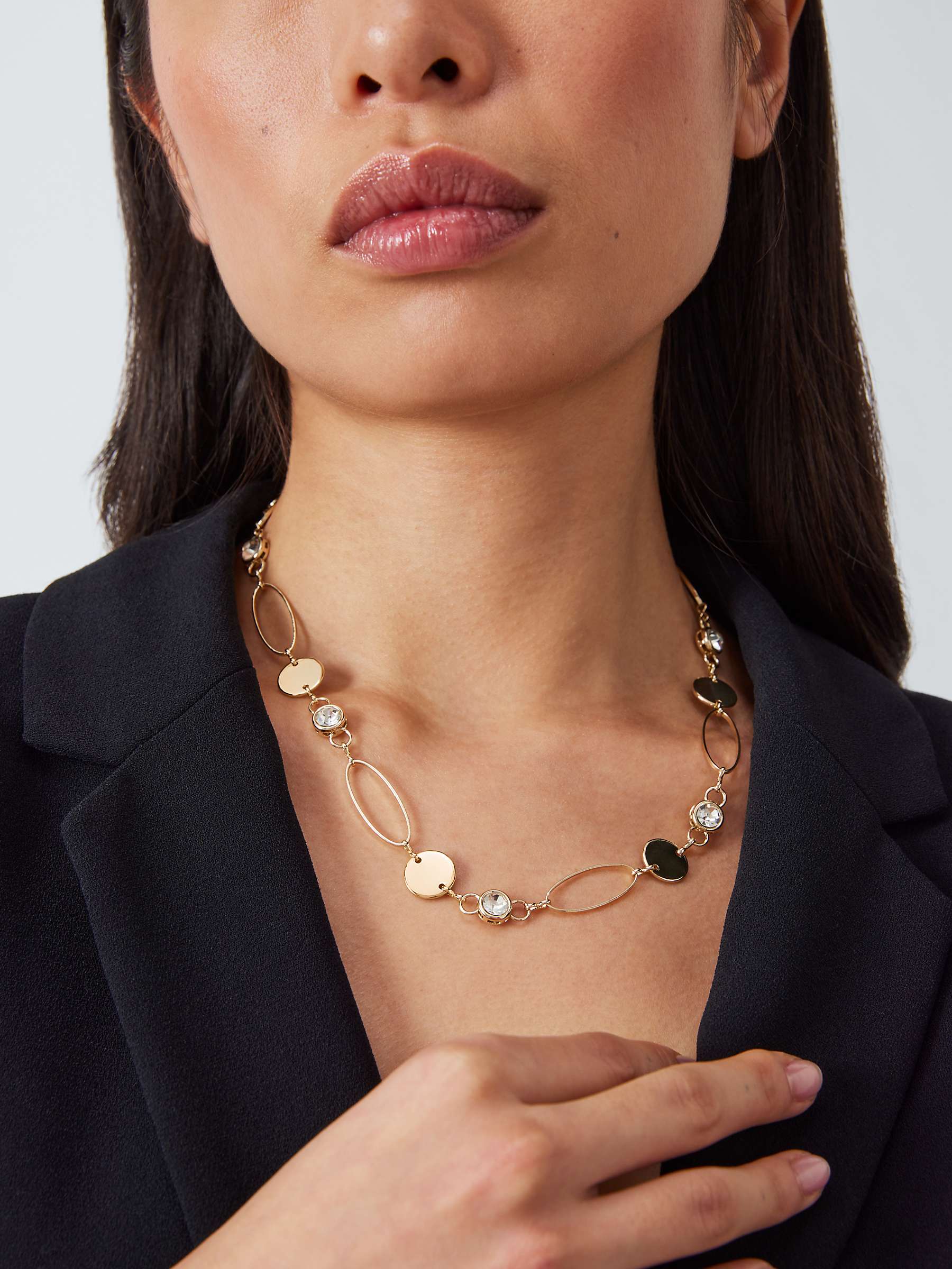 Buy John Lewis Multi Shape Crystal Detail Necklace, Gold Online at johnlewis.com