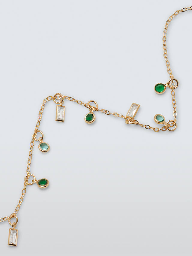 John Lewis Droplet Crystal Chain Necklace, Gold/Green