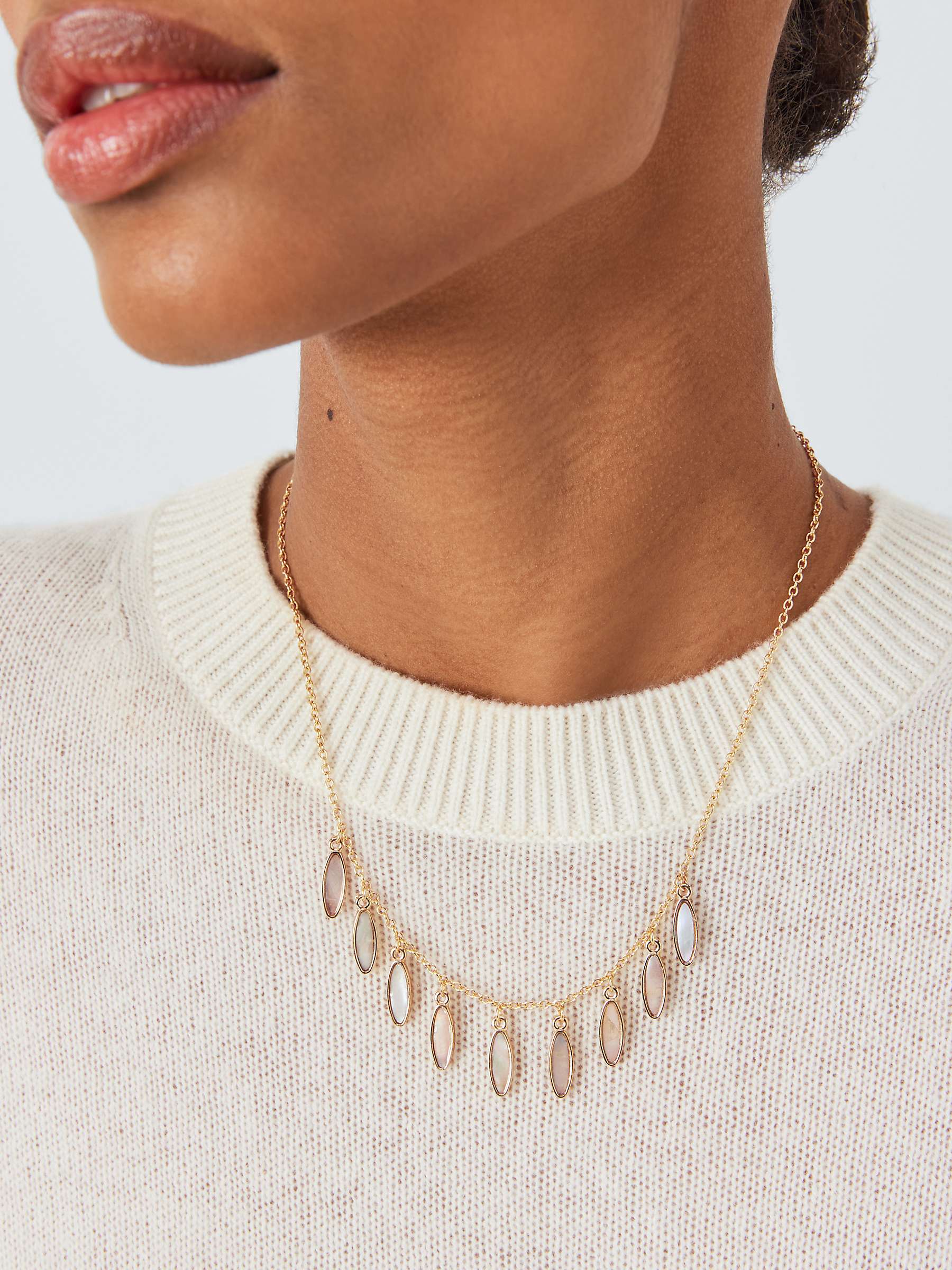 Buy John Lewis Shell Droplets Chain Necklace, Gold/Natural Online at johnlewis.com