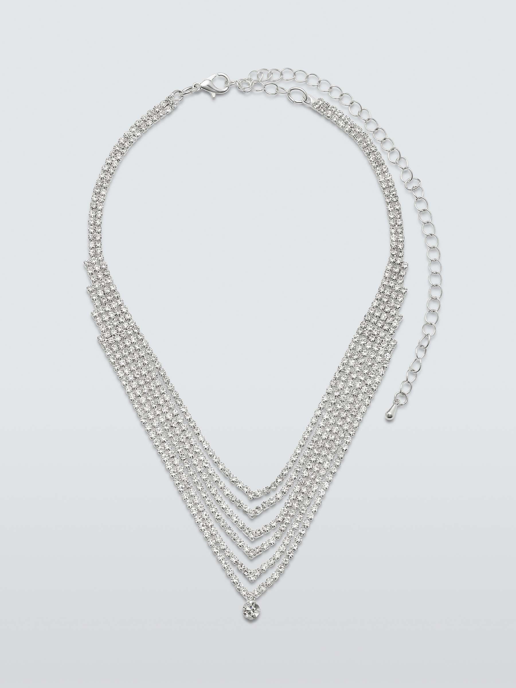 Buy John Lewis Multi-Row Diamante Statement Layered Necklace, Silver Online at johnlewis.com