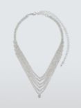 John Lewis Multi-Row Diamante Statement Layered Necklace, Silver