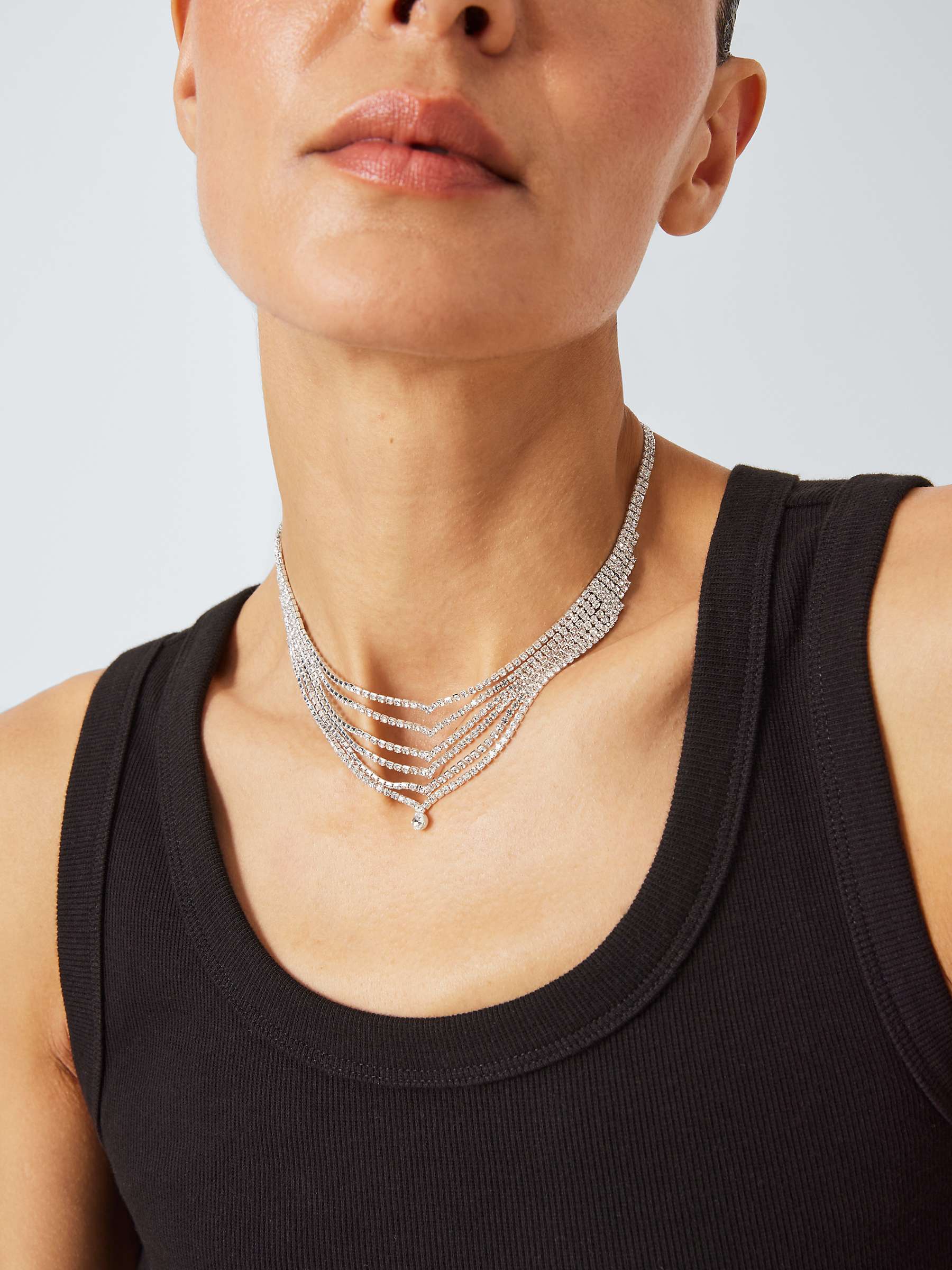 Buy John Lewis Multi-Row Diamante Statement Layered Necklace, Silver Online at johnlewis.com