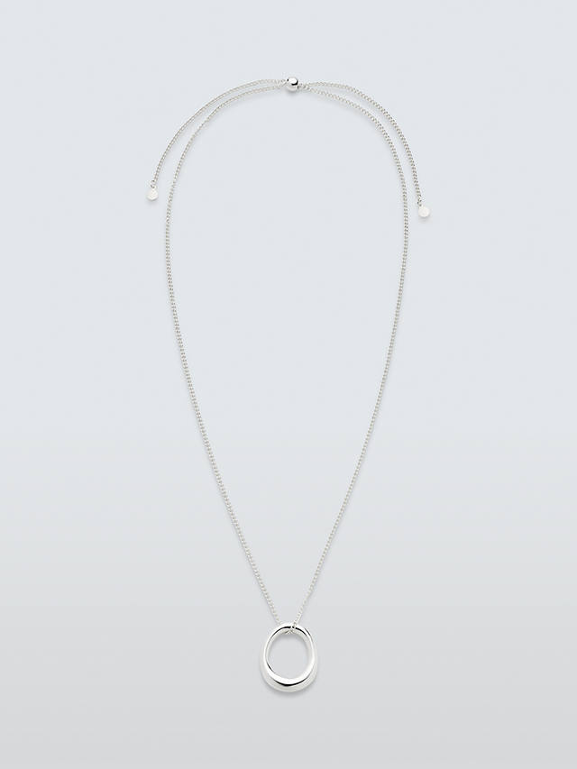 John Lewis Irregular Oval Pendant Necklace, Silver