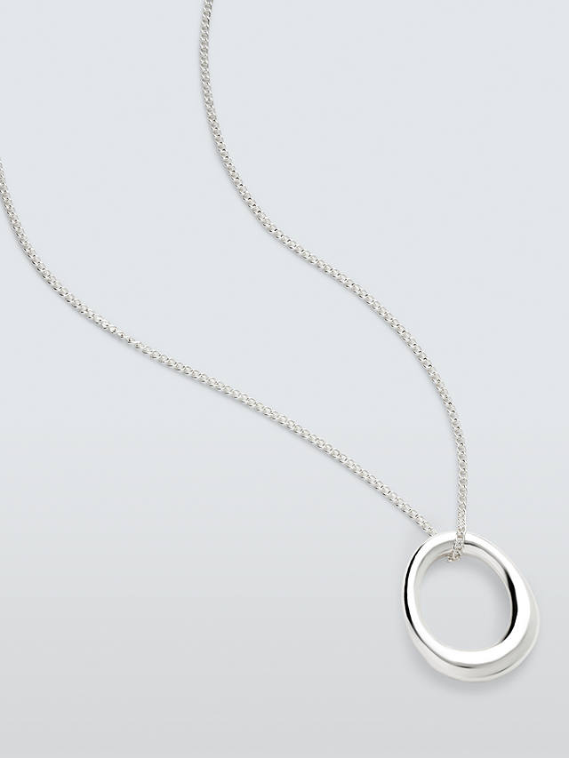 John Lewis Irregular Oval Pendant Necklace, Silver