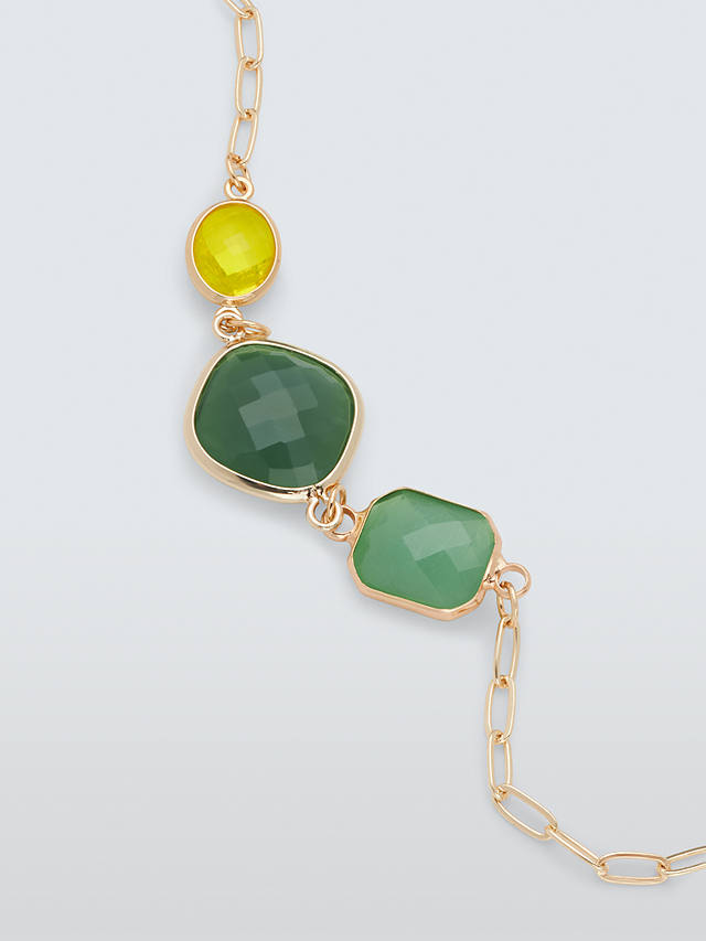 John Lewis Textured Glass Aventurine Chain Bracelet, Gold/Green