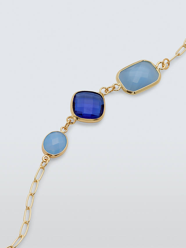 John Lewis Glass & Semi Precious Stone Bracelet, Gold/Blue