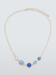 John Lewis Glass & Semi Precious Stone Collar Necklace, Gold/Blue
