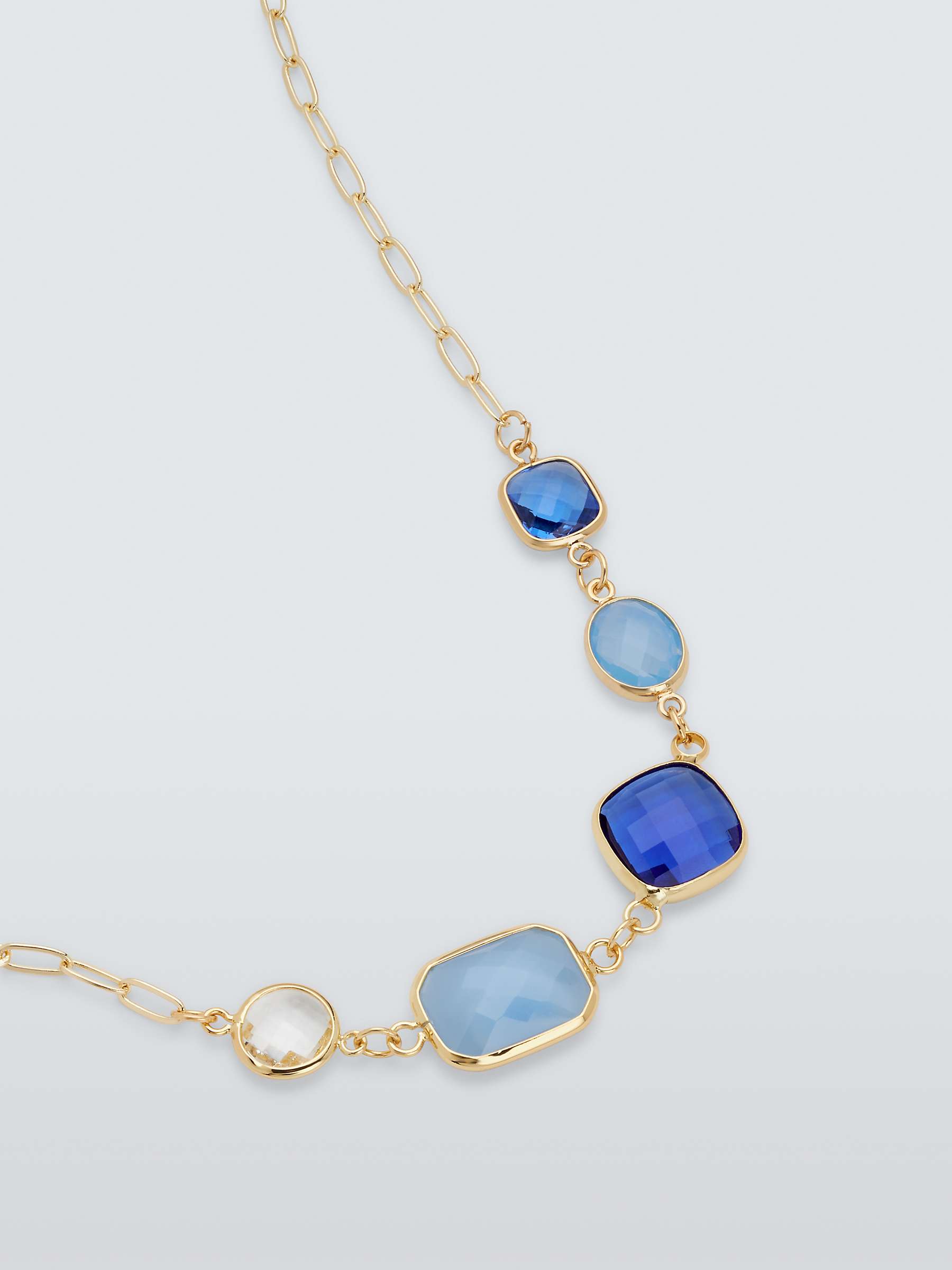 Buy John Lewis Glass & Semi Precious Stone Collar Necklace, Gold/Blue Online at johnlewis.com