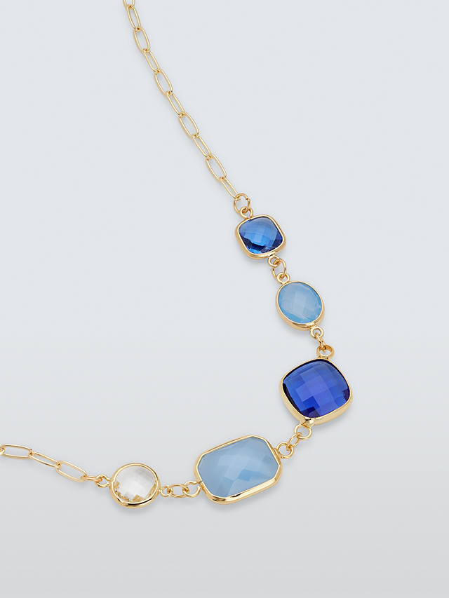 John Lewis Glass & Semi Precious Stone Collar Necklace, Gold/Blue