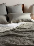 Bedfolk Dream Cotton Reversible Bedspread, Moss/Clay