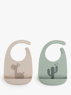 Done by Deer Lalee Silicone Bibs, Pack of 2, Sand/Green