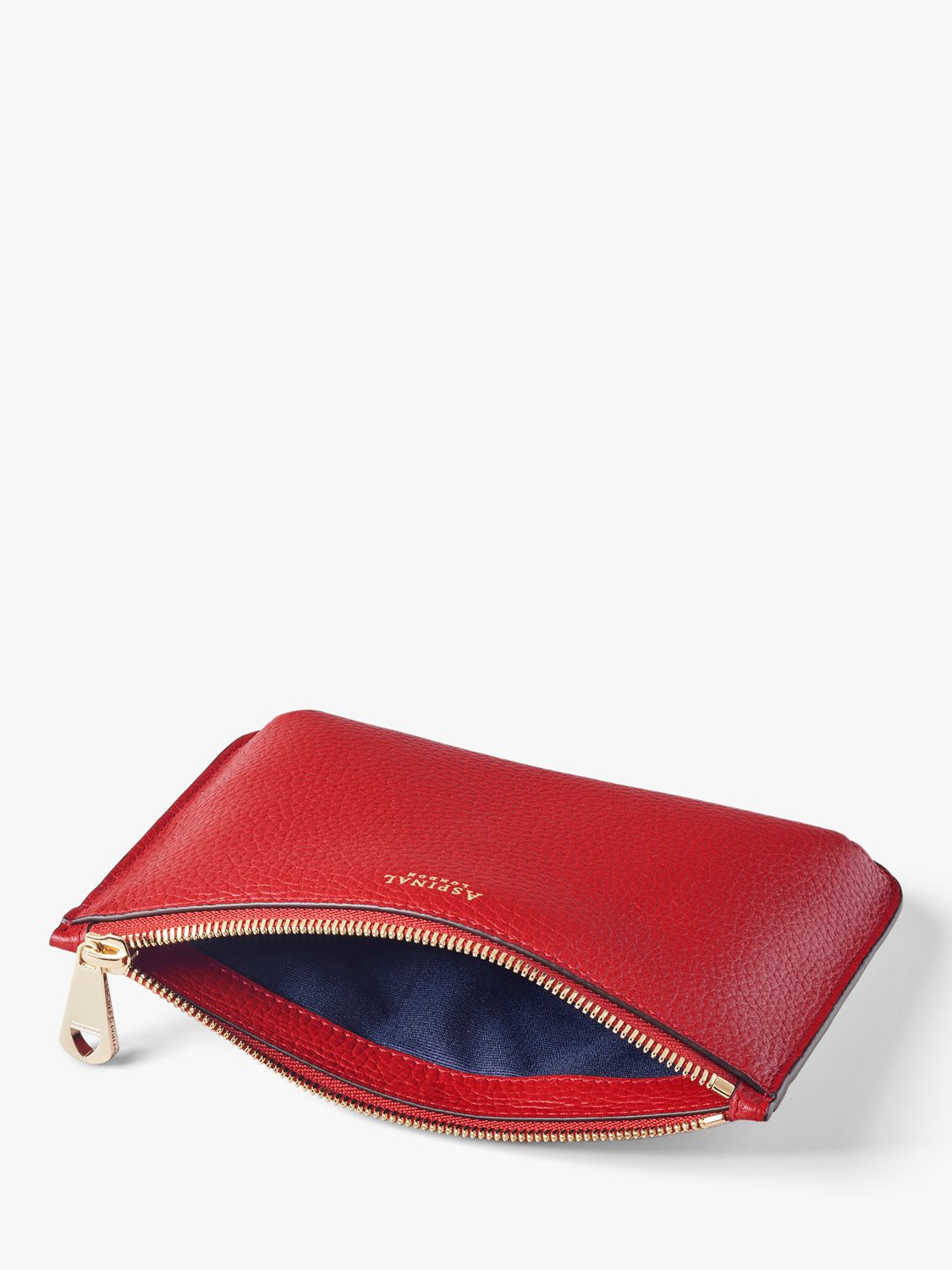 Aspinal of London Medium Ella Pebble Grain Leather Pouch, Cardinal Red