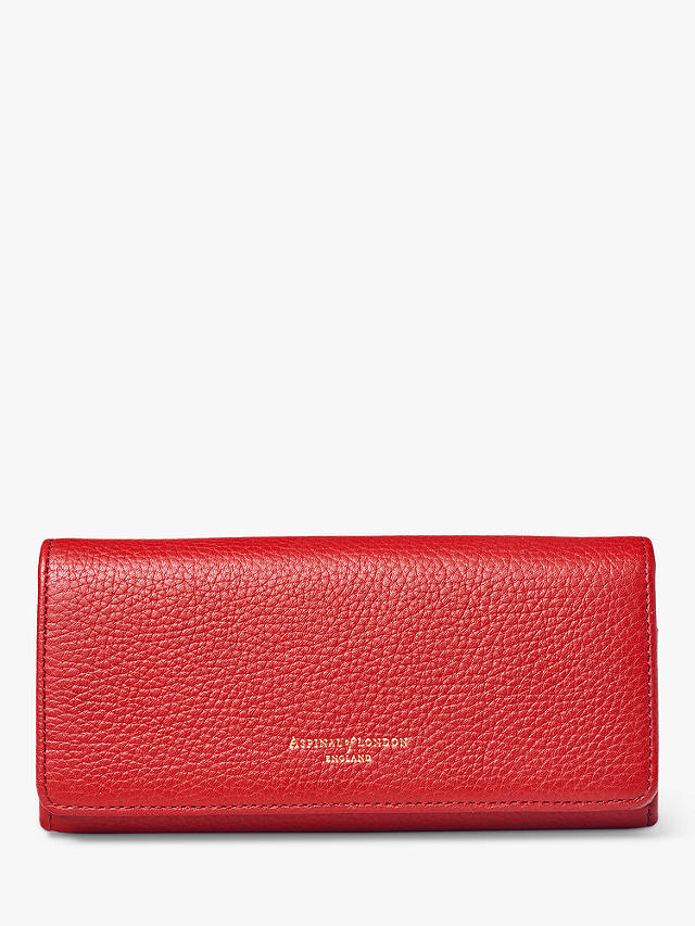 Aspinal of London Pebble Leather London Midi Purse, Cardinal Red at ...