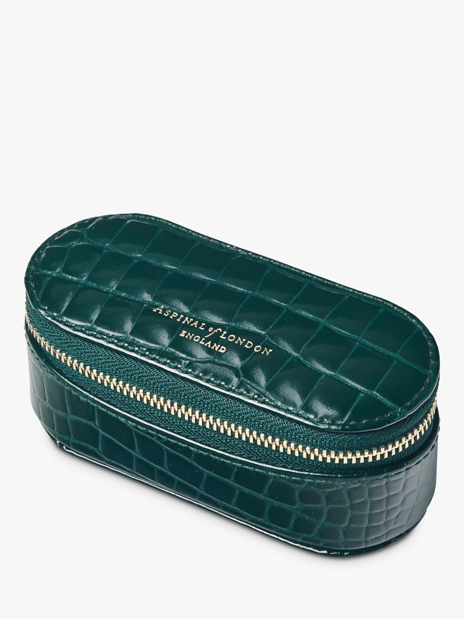 Aspinal of London Patent Crocodile Effect Leather Handbag Tidy, Evergreen 1
