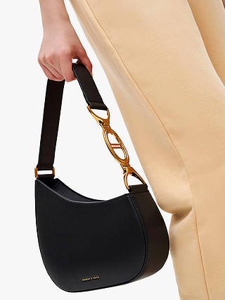 CHARLES & KEITH Asymmetrical Shoulder Bag, Black