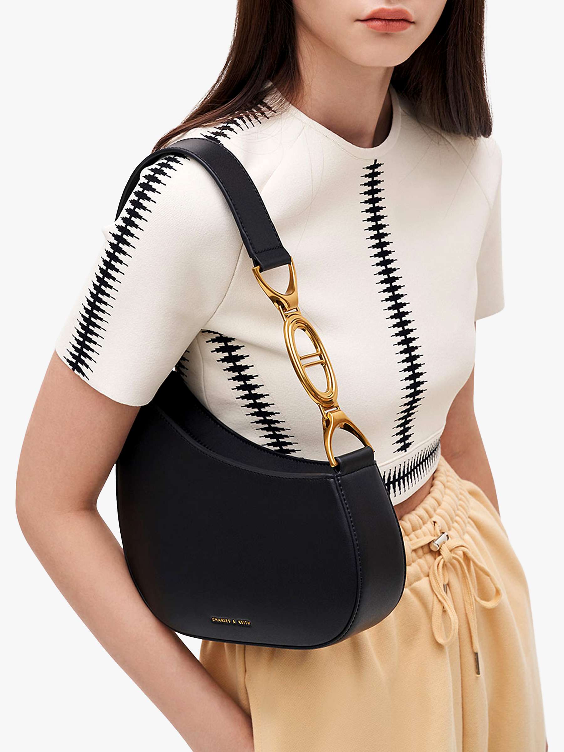 Buy CHARLES & KEITH Asymmetrical Shoulder Bag, Black Online at johnlewis.com