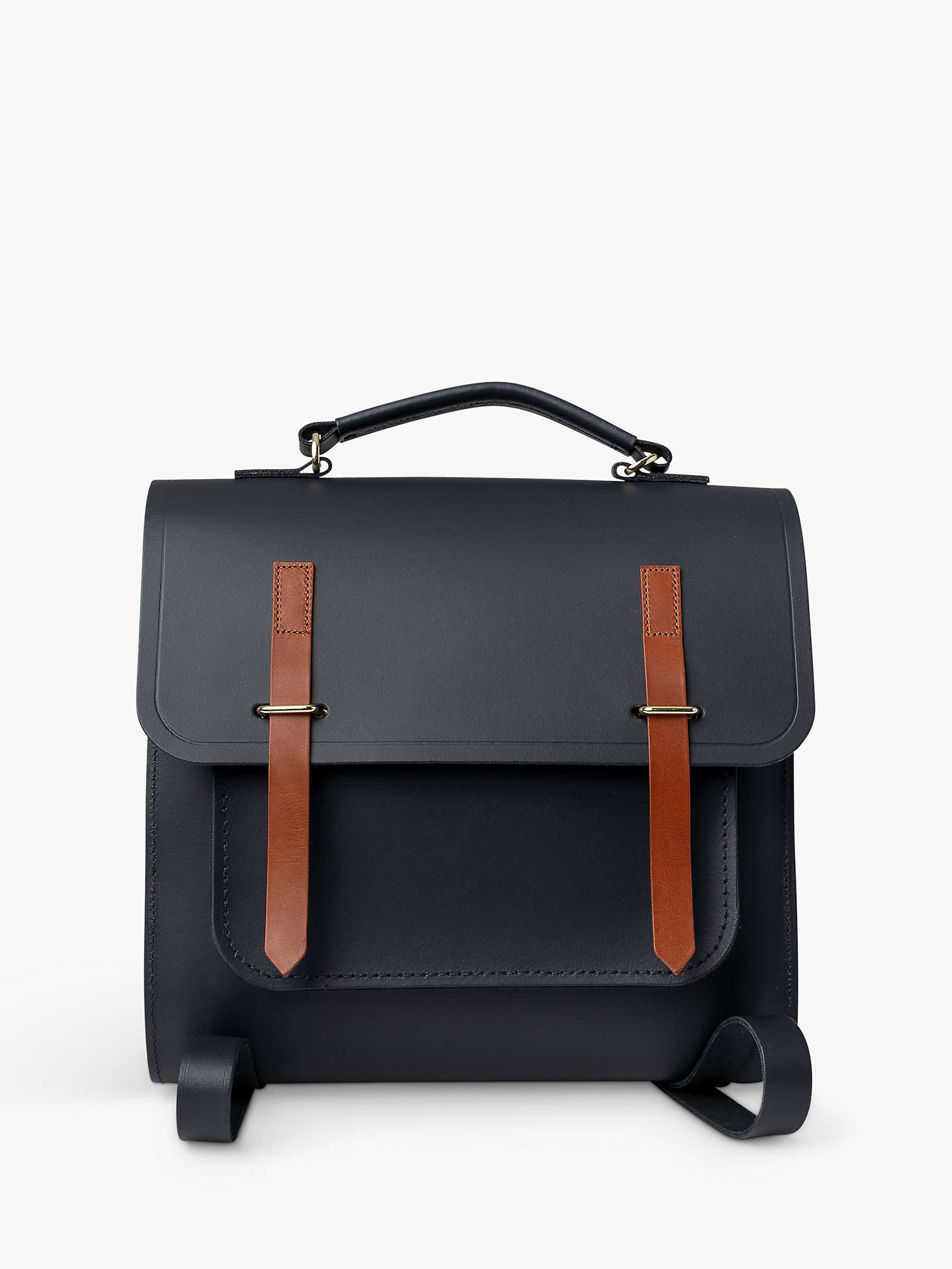 Buy Cambridge Satchel Messenger Leather Backpack, Navy/Tan Online at johnlewis.com